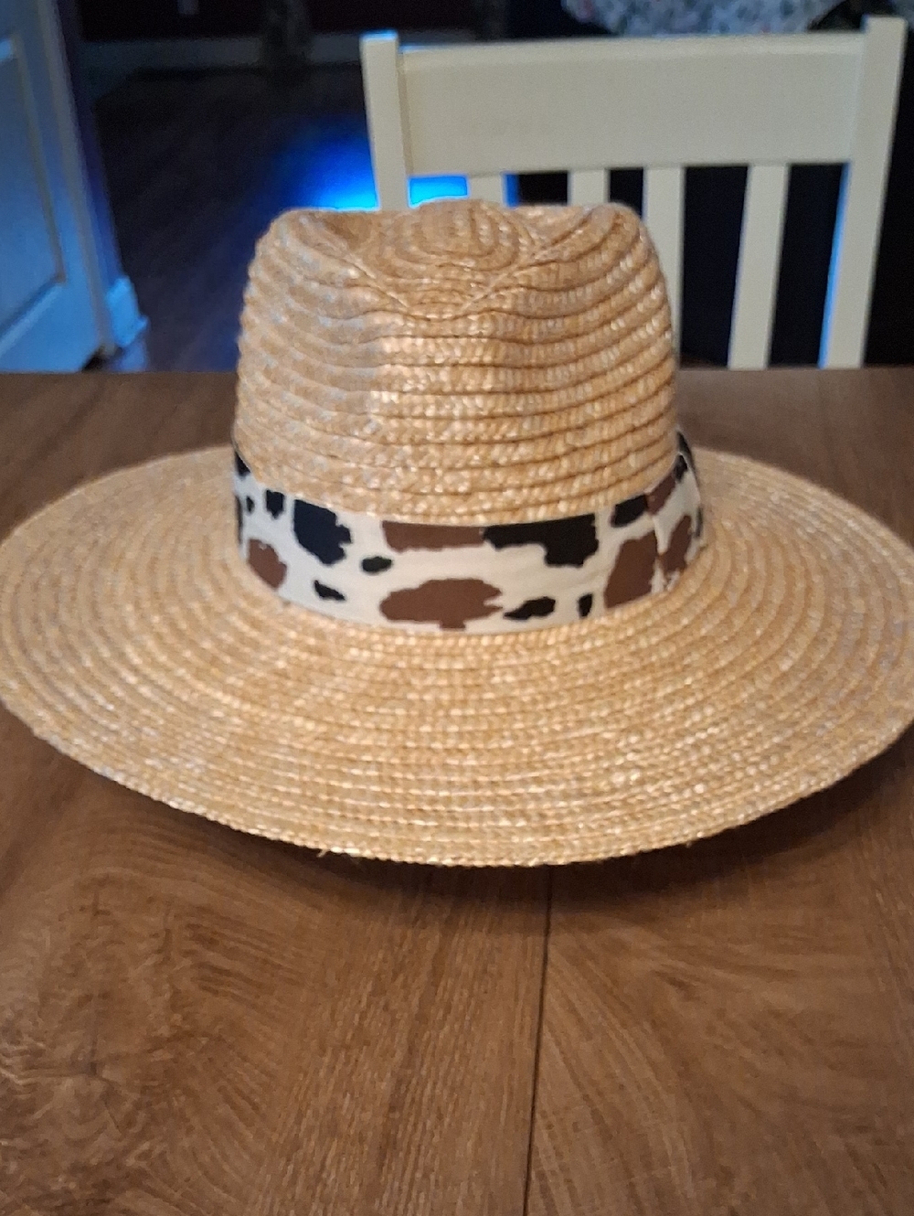 Brixton Joanna Straw Hat with Cow Print Band Size S